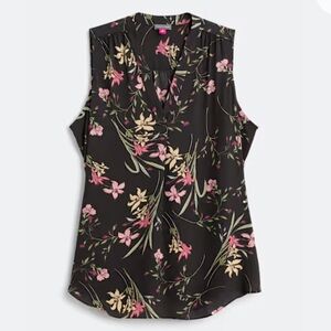 Floral Sleeveless Top - Black and Pink